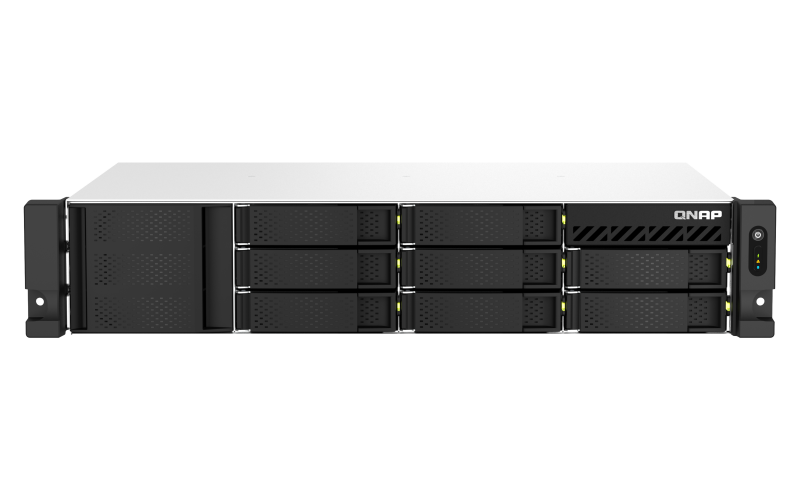 Сетевой накопитель (NAS) QNAP TS-873AeU, слоты 8x2.5/3.5 SATA3, 2xM.2-PCI-E, 2x2.5Гбит/c, 4xUSB 3.X, AMD Ryzen V1500B/4x2.2GHz, DDR4 SODIMM 4Gb, 250W, 2U, (TS-873AeU-4G)