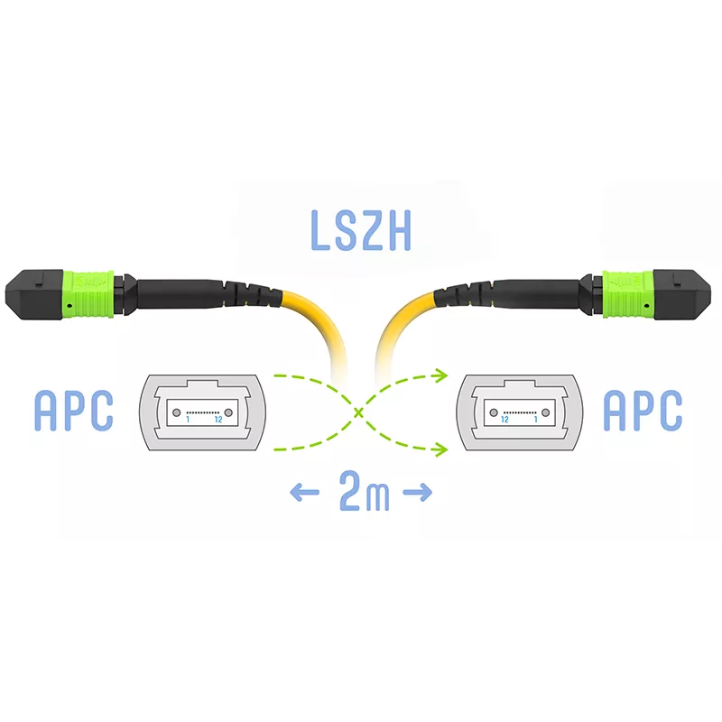 Патч-корд оптический SNR SNR-PC-MPO/APC-MPO/APC-FF-SM-12F-2m, MPO/APC-MPO/APC, одномодовый, 12 волокон, 2м, желтый (SNR-PC-MPO/APC-MPO/APC-FF-SM-12F-2m)