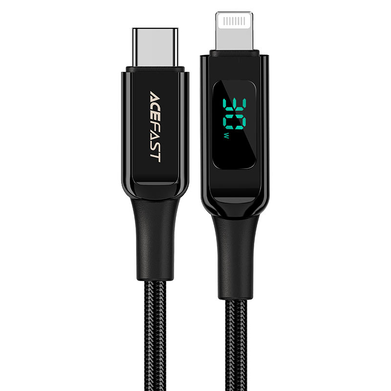 Кабель USB Type-C-Lightning 8-pin, MFi, быстрая зарядка, 3A 1.2м, черный ACEFAST C6-01 (AF-C6-01-BK)