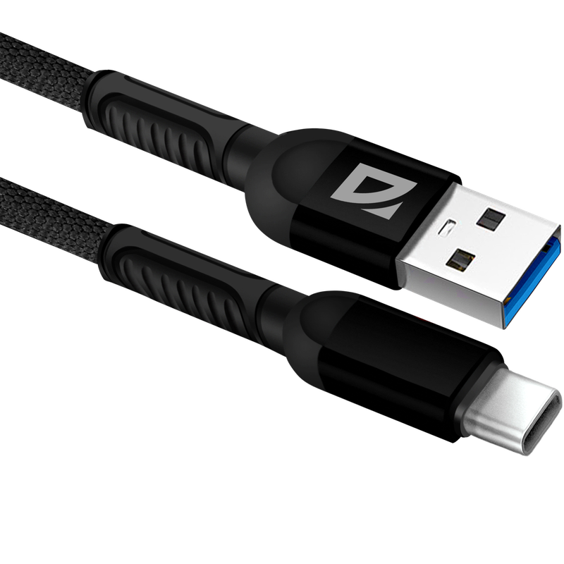 Кабель USB-USB Type-C, 2.4A 1 м, черный Defender F167 (87103BLA)