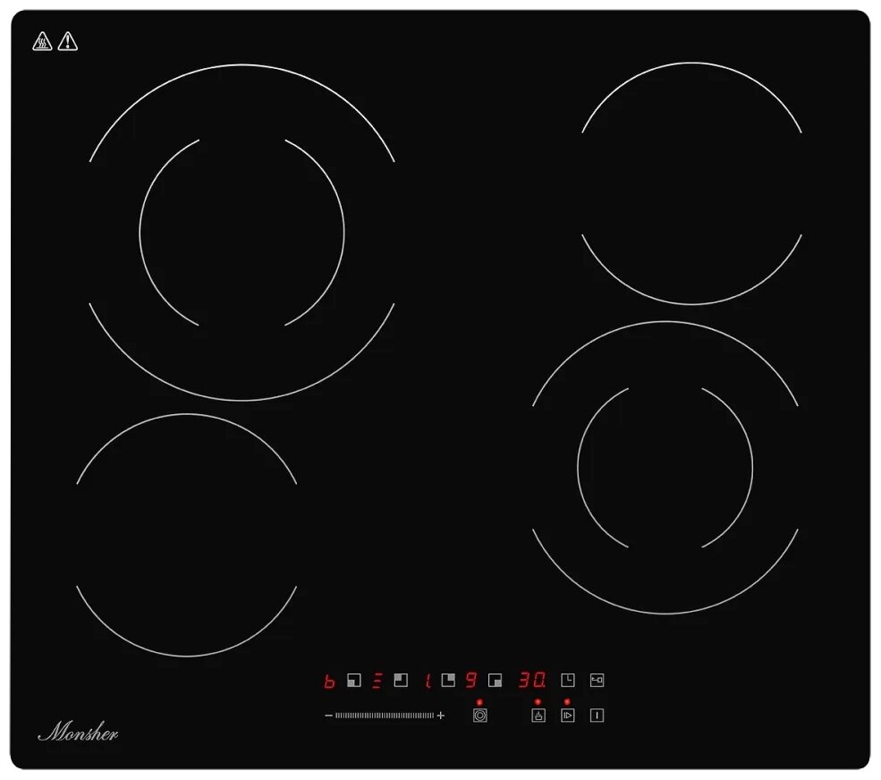 Электрическая варочная панель Monsher MHE 6022, 4 конфорки, черный (MHE 6022)