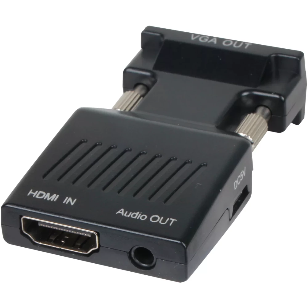 Переходник (адаптер) HDMI(F)-VGA (M)+audio+micro USB, 5 см, черный VCOM (CA336A)