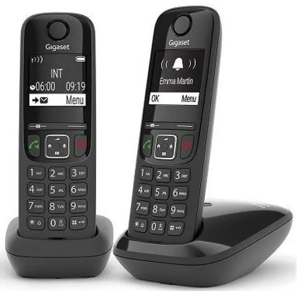   E2E4 Радиотелефон Gigaset AS690 DUO RUS, DECT, АОН, черный (L36852-H2816-S301)