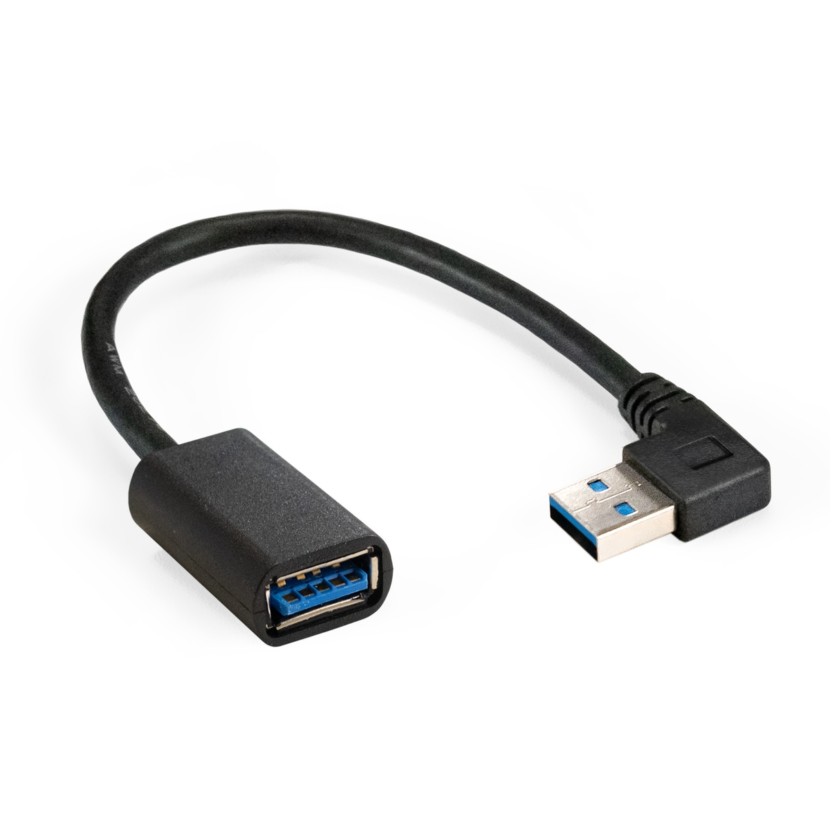 Кабель-удлинитель USB(Am)-USB(Af), прямой/угловой, 15 см, черный, Exegate EX-CC-USB3-AMAF-0.15L (EX294775RUS)
