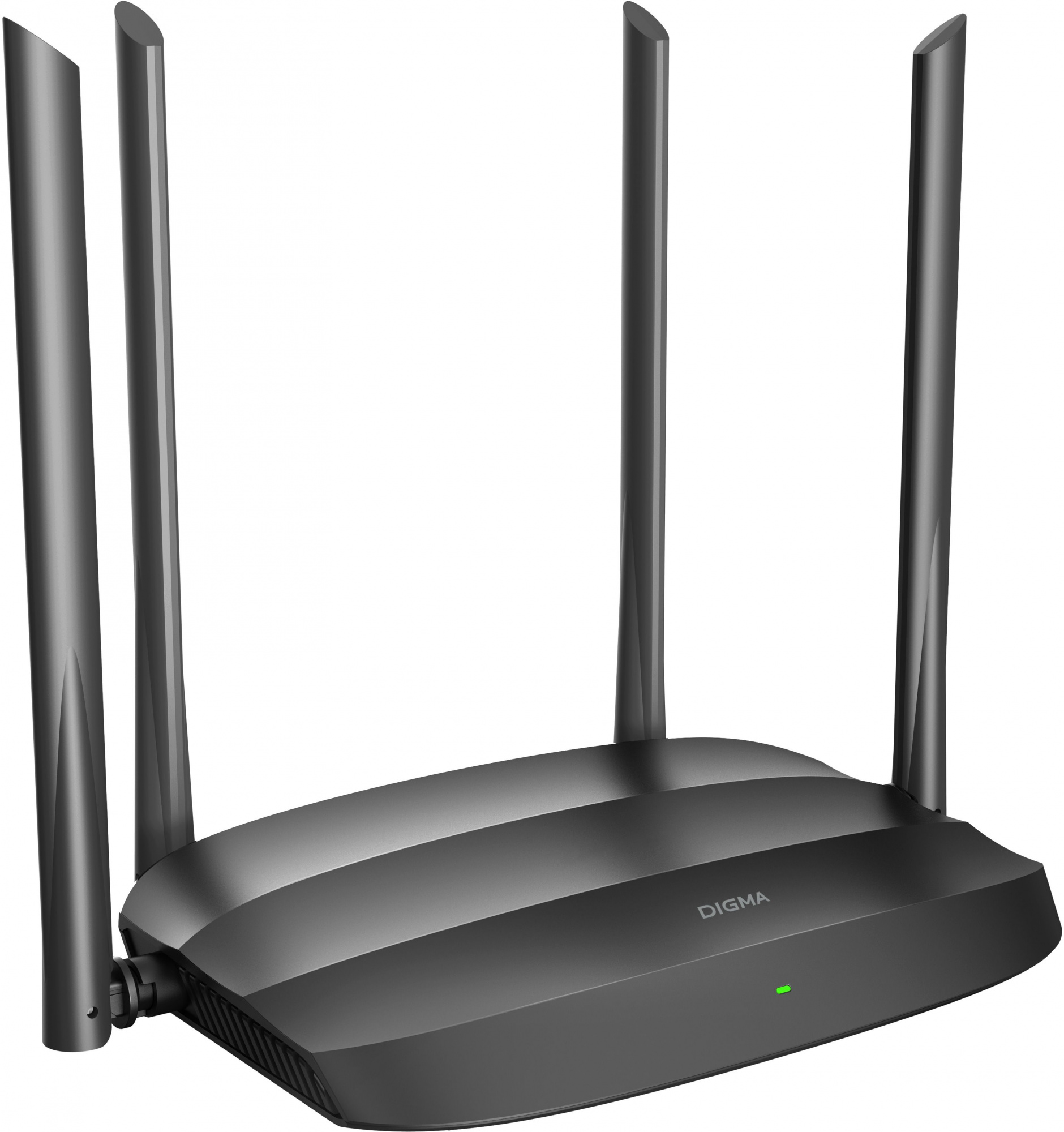  Wi-Fi роутер Digma DWR-AC1201, 802.11a/b/g/n/ac, 2.4 / 5 ГГц, до 1.17 Гбит/с, LAN 3x100 Мбит/с, WAN 1x100 Мбит/с, внешних антенн: 4x6 дБи