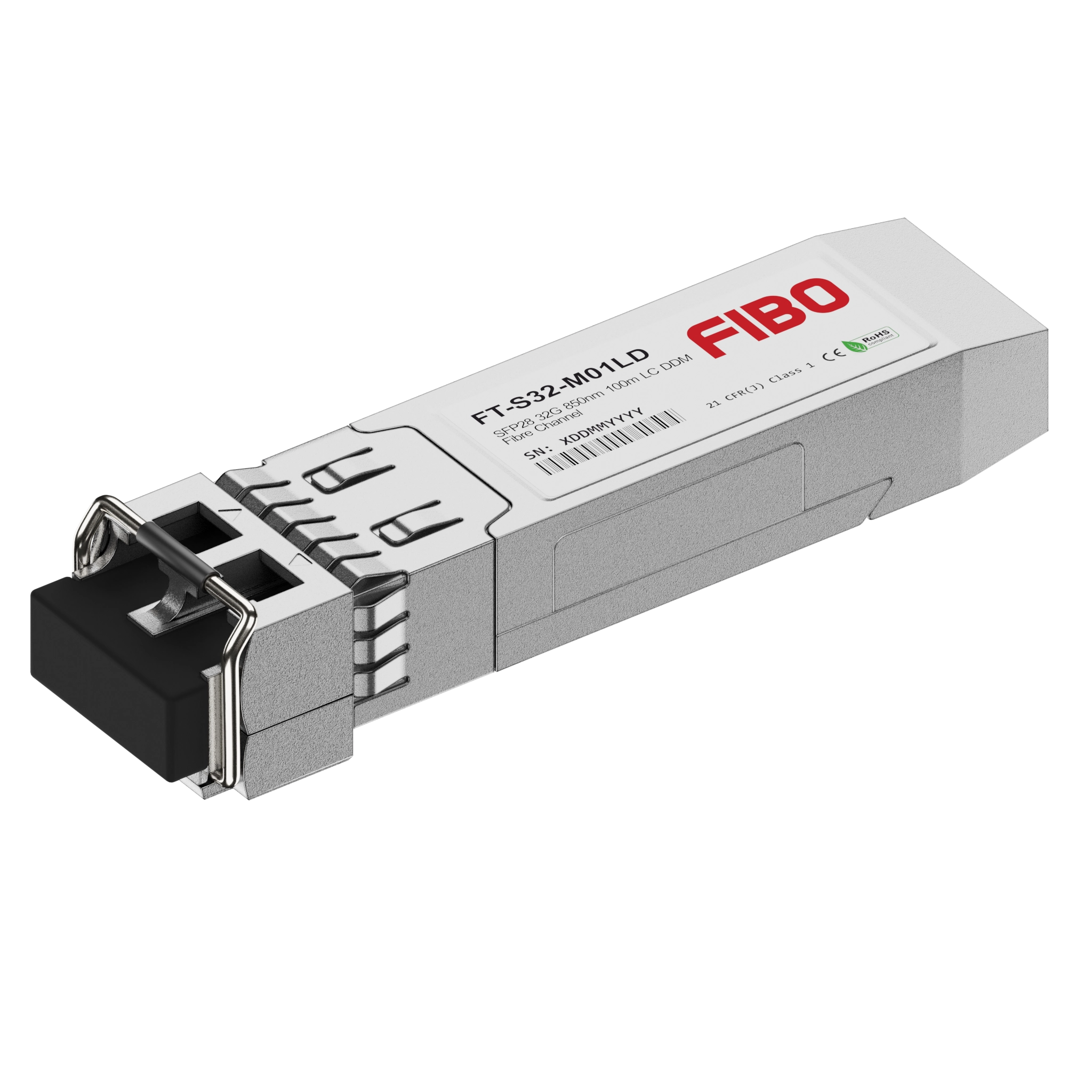 Модуль SFP28 FIBO, 100 м, LC, Tx:850 нм, 32 Гбит/с, одномодовый/многомодовый, двойной, DDM (FT-S32-M01LD)