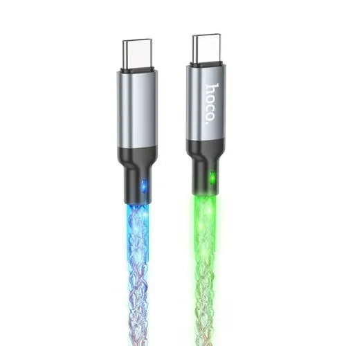 Кабель USB Type-C-USB Type-C, быстрая зарядка, 3А, 1 м, серый, HOCO U112