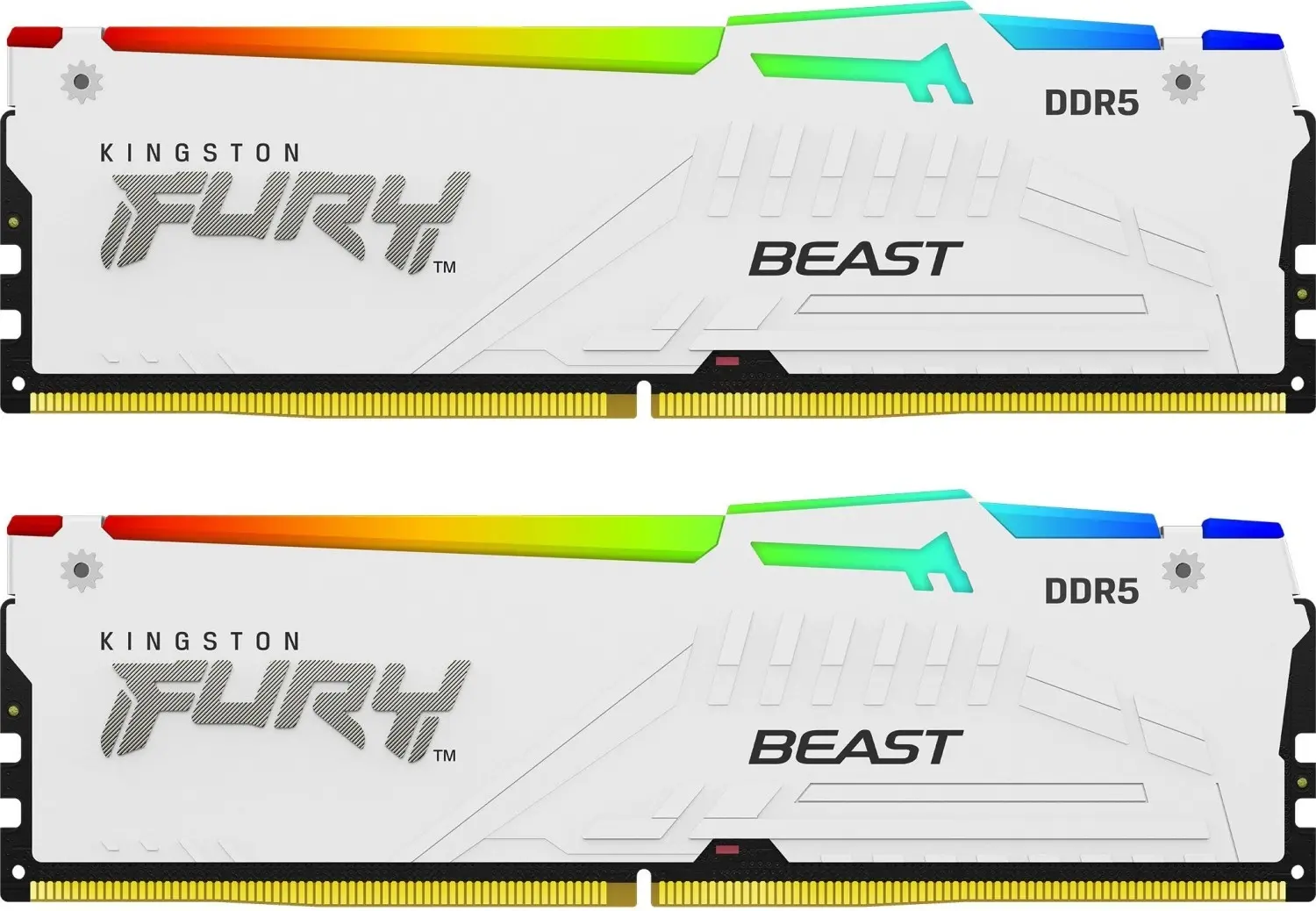 Комплект памяти DDR5 DIMM 32Gb (2x16Gb), 5200MHz, CL40, 1.25V, Kingston, FURY Beast White RGB (KF552C40BWAK2-32) Retail