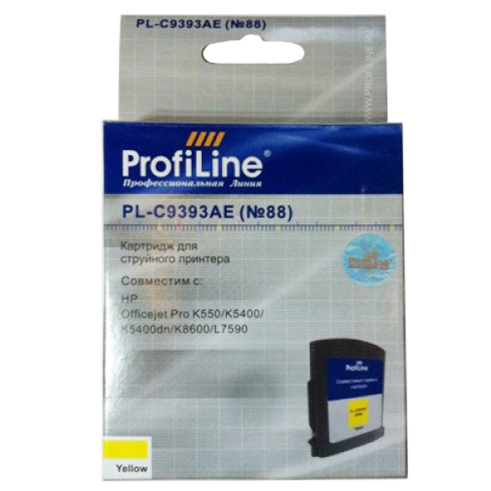 Картридж ProfiLine PL-C9393AE №88 для Office jet Office jet K550/K550 dtn/K550dtwn/K5400/K5400dn/K8600/L7380/L7590, желтый (Q88 YL)