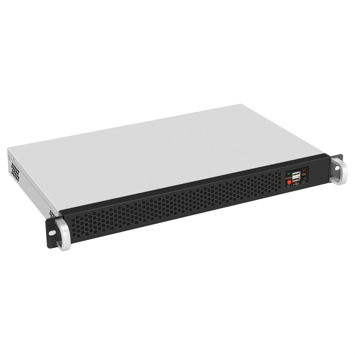 Корпус Exegate Pro 1U255-01, mini-ITX, 1U RM, 1x300 Вт, черный/серебристый (EX297116RUS)