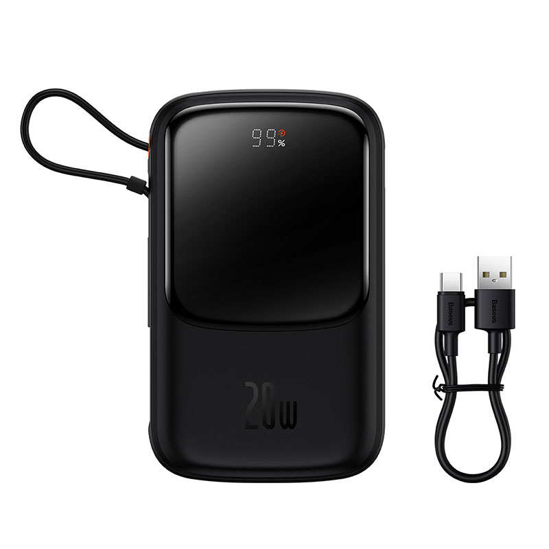 Портативный аккумулятор (Powerbank) BASEUS Qpow Pro Digital Display, 10000 мА·ч, 2xUSB, 3А, Type-C, QC, PD, черный (PPQD020001)