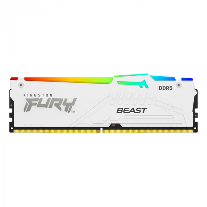 Память DDR5 DIMM 16Gb, 5600MHz, CL40, 1.25V, Kingston, FURY Beast White RGB (KF556C40BWA-16) Retail