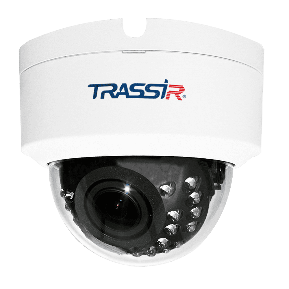 IP-камера Trassir ECO TR-D2D2 v3 2.7 мм - 13.5 мм, купольная, 2 Мпикс, CMOS, до 1920x1080, до 25 кадров/с, ИК подсветка 25м, POE, -10 °C/+50 °C, белый (TR-D2D2 v3 2.7-13.5)