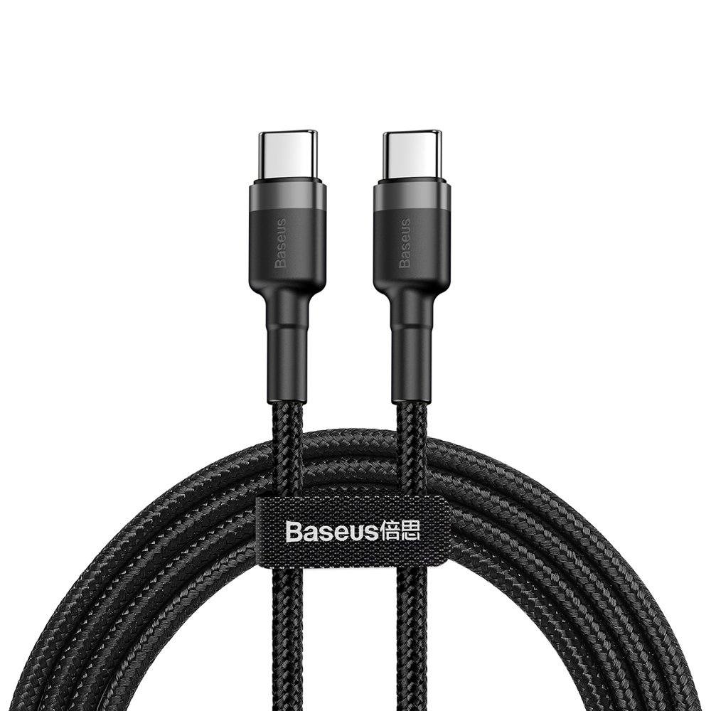 Кабель USB Type-C-USB Type-C, быстрая зарядка, 3А, 60 Вт, 2 м, серый, Baseus Cafule (CATKLF-HG1)