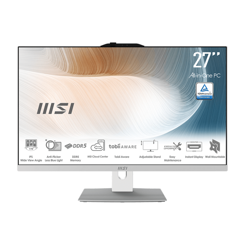 Моноблок MSI Modern AM272P 1M 27 1920x1080, Intel Core i5-120U 1.4 ГГц, 8Gb RAM, 256Gb SSD, Intel Iris Xe Graphics, WiFi, BT, Cam, без ОС, белый (9S6-AF8232-697)