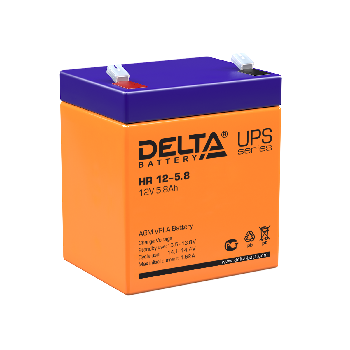 Аккумуляторная батарея для ИБП Delta HR 12-5.8, 12V, 5.8Ah
