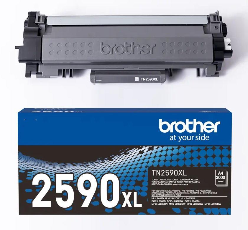 Картридж лазерный Brother TN2590XL, черный, 3000 страниц, оригинальный для Brother DCP-L2600/DCP-L2622/DCP-L2640/HL-L2402/HL-L2442/HL-L2460