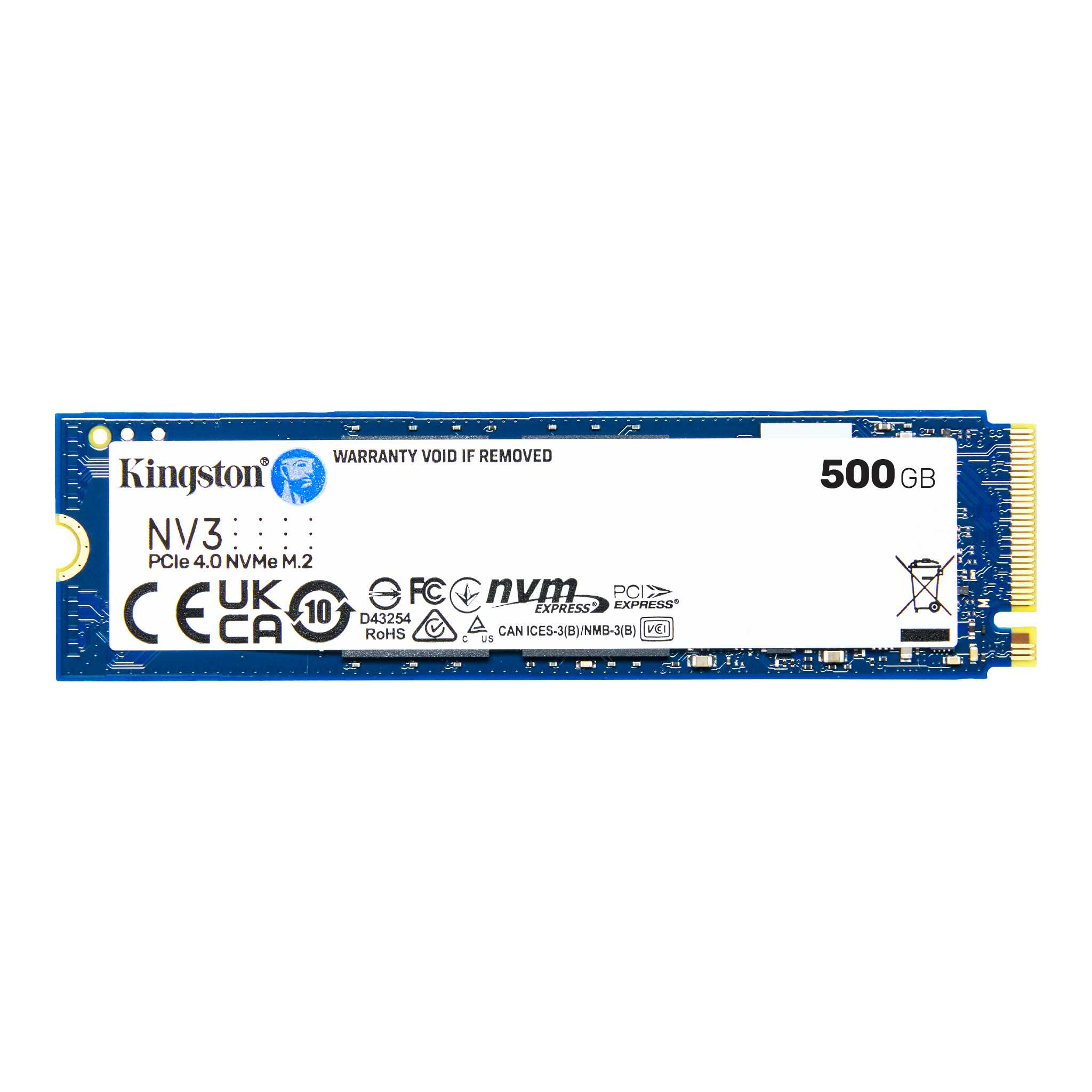 Твердотельный накопитель (SSD) Kingston 500Gb NV3, 2280, PCI-E 4.0 x4, NVMe (SNV3S/500G) Retail