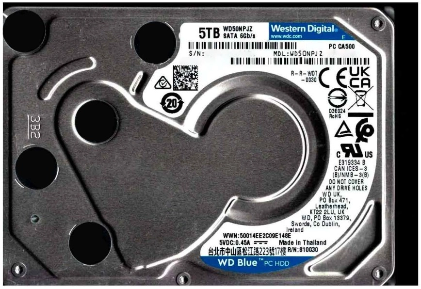 Жесткий диск (HDD) Western Digital 5Tb Blue, 2.5, 4800 об/мин, 128Mb, SATA3 (WD50NPJZ)