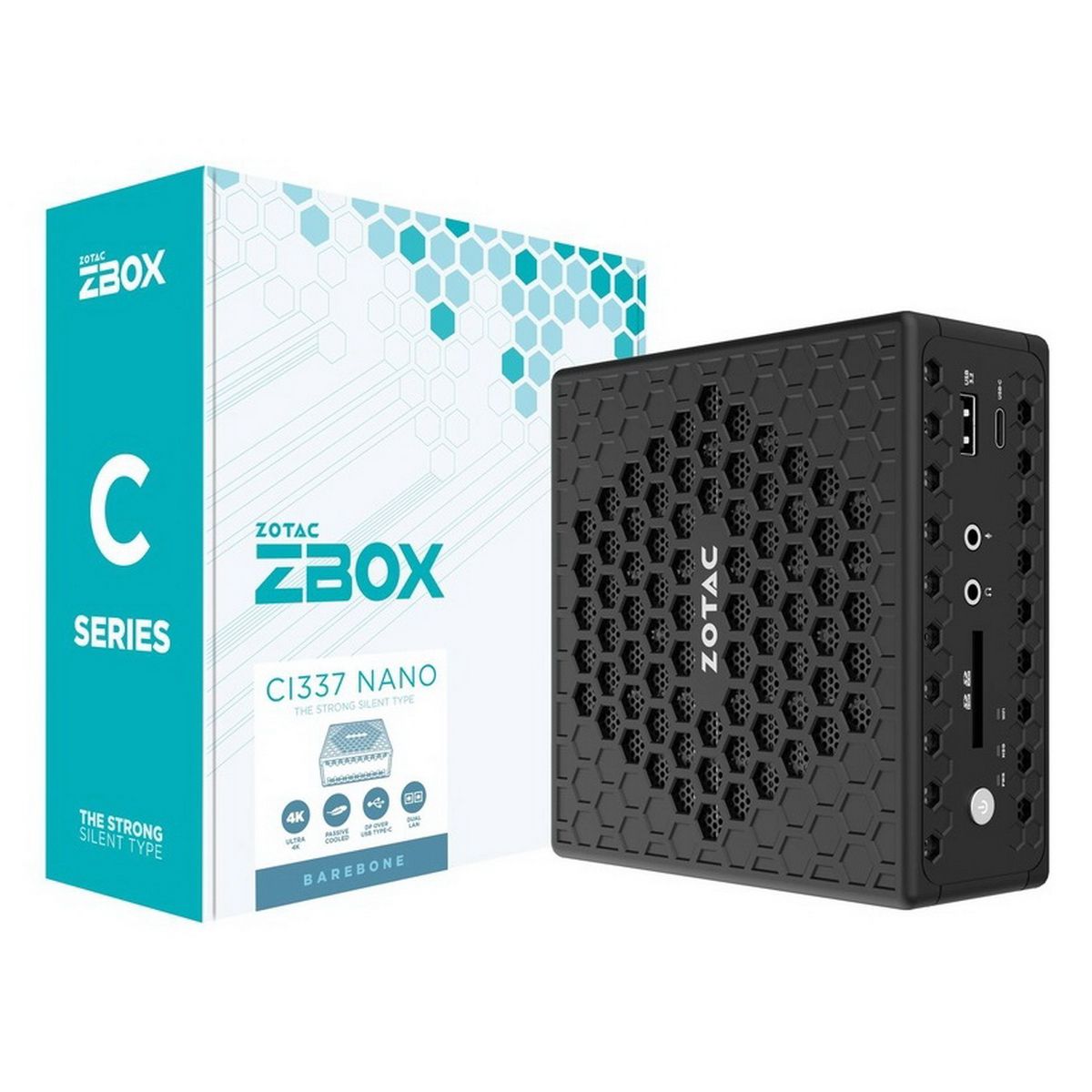  Неттоп-платформа Zotac ZBOX-CI337NANO-BE, Intel N100 800 МГц 2xDDR5 SODIMM, 1x2.5 HDD/SSD, 1xM.2 SSD, WiFi, BT, черный (ZBOX-CI337NANO-BE)