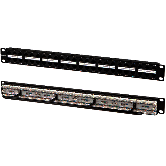 Патч-панель в шкаф 19 1U, порты: 48 x RJ-45 кат. 5e, черный, Hyperline (PPHD-19-48-8P8C-C5e-110D)