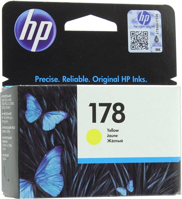 Картридж струйный HP 178 (CB320HE), желтый, оригинальный, ресурс 300 страниц для HP HP Deskjet 3070A, HP Photosmart 5510 / 5515 / 6510 / 7510 / C5383 / C6383 / D5463, B8553