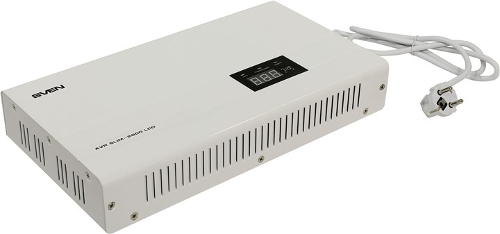 Стабилизатор напряжения Sven AVR Slim-2000 LCD, 2000 VA, 1.2 кВт, EURO, черный