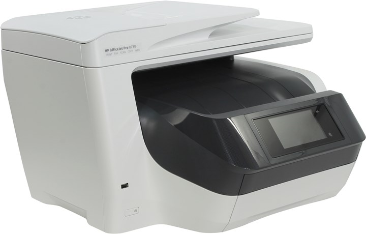 Струйные МФУ  E2E4 МФУ струйный HP OfficeJet Pro 8730, A4, цветной, 36стр/мин (A4 ч/б), 36стр/мин (A4 цв.), 1200x1200dpi, дуплекс, АПД-50 листов, факс, сетевой, Wi-Fi, USB (D9L20A)