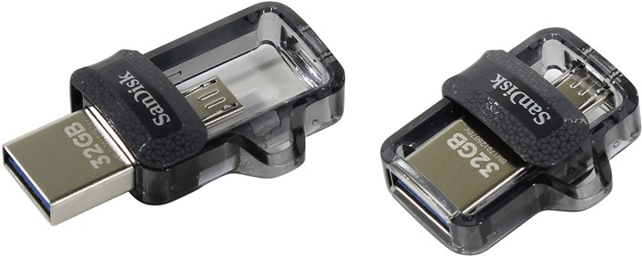 Флешка 32Gb USB 3.0/microUSB Sandisk Ultra Dual Drive m3.0, черный (SDDD3-032G-G46)