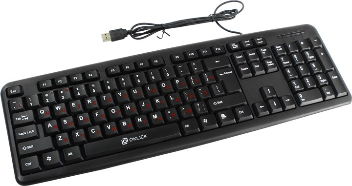 Клавиатура проводная Oklick 90M, мембранная, USB, черный