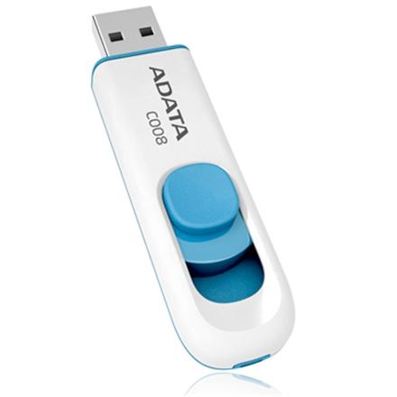 Флешка 64Gb USB 2.0 ADATA C008, белый/синий (AC008-64G-RWE)