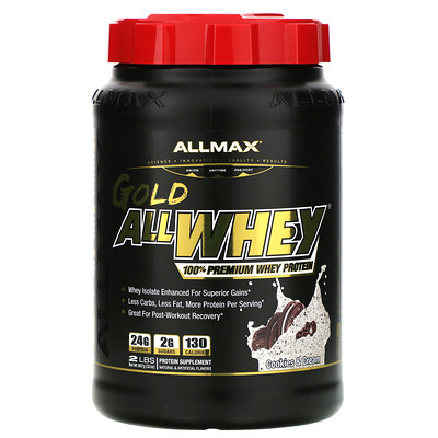 ALLMAX Nutrition Gold AllWhey, 100% Premium Whey Protein, Cookies & Cream, 32 oz (907 g)