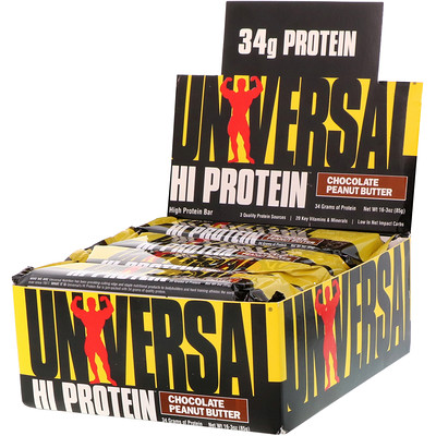 Universal Nutrition батончики с высоким содержанием белка, шоколад и арахисовая паста, 16 батончиков по 85 г (3 унции)