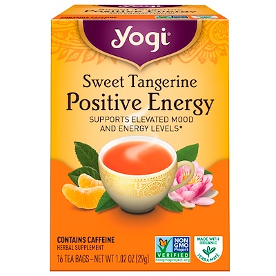 Yogi Tea Positive Energy со вкусом сладкого мандарина, 16 чайных пакетиков, 1.02 унций (29 г)