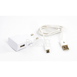  Сетевое зарядное устройство USB + дата-кабель microUSB (SM000417) (белый) - Сетевое зарядное устройство