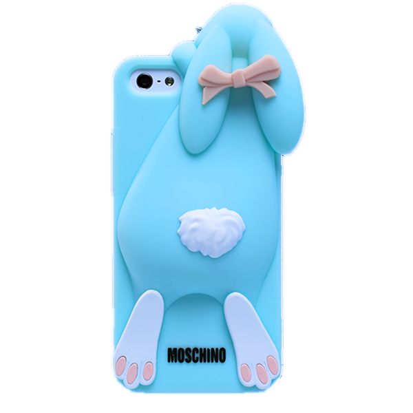 Чехлы для iPhone 7  Чехолер Силиконовый объемный чехол Moschino Rabbit для iРhone 7, 8 (Голубой)