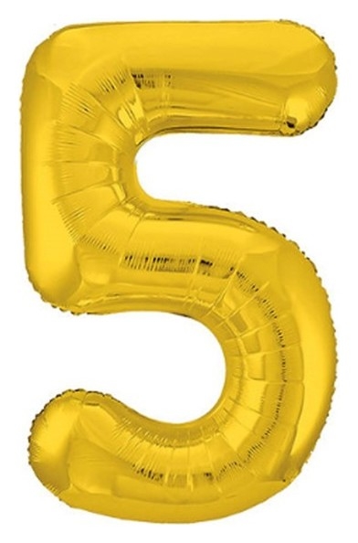 Шар фольгированный 40 «Цифра 5», цвет золото, Slim