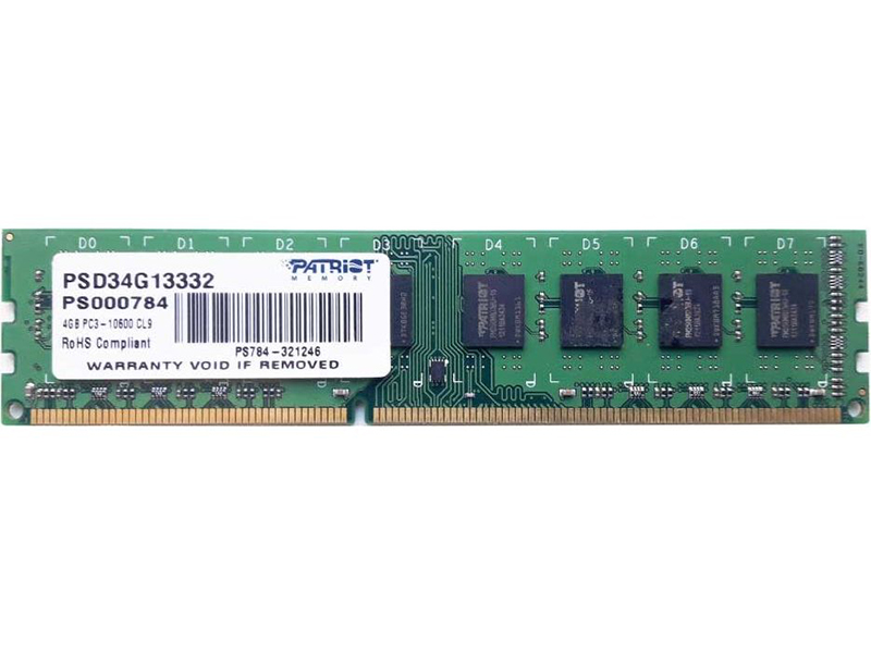  Модуль памяти Patriot Memory DDR3 DIMM 1333Mhz PC3-10600 CL9 - 4Gb PSD34G13332