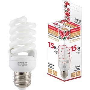 Энергосберегающие Лампа TDM ELECTRIC люминесцентная нл - FST2 - 15 Вт - 2700 К - Е 27 (42x102 мм)