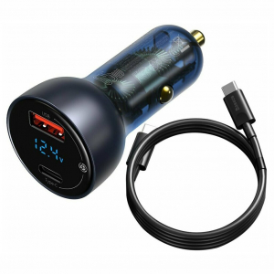  Автомобильное зарядное устройство Xiaomi Baseus Dual Quick Charger 65W With Cable Type-C Grey (VCKX65C)