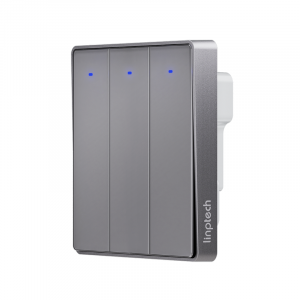 Умный выключатель трехклавишный с нулевой линией Xiaomi Linptech Glass Panel Smart Switch E1 Zero Fire Three Button Grey (QE1GDB-W3 MI)