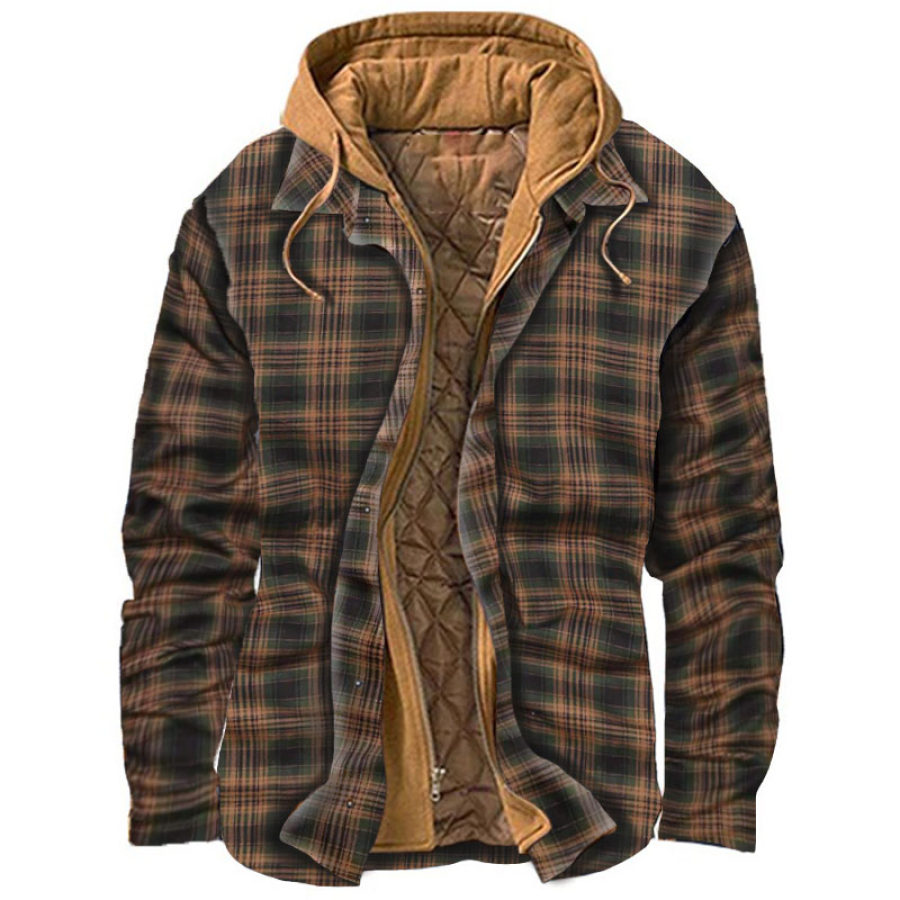Coats & Jackets  Cotosen Мужская зимняя толстая повседневная куртка в клетку