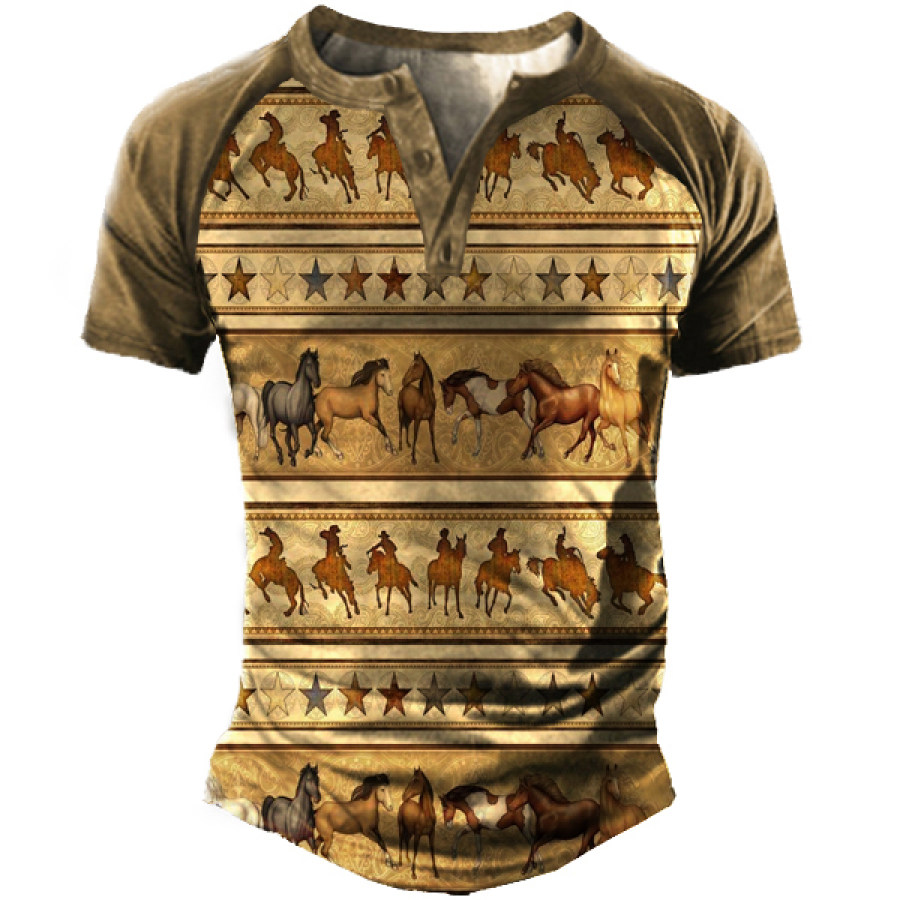 Мужская футболка Henley с коротким рукавом Aztec