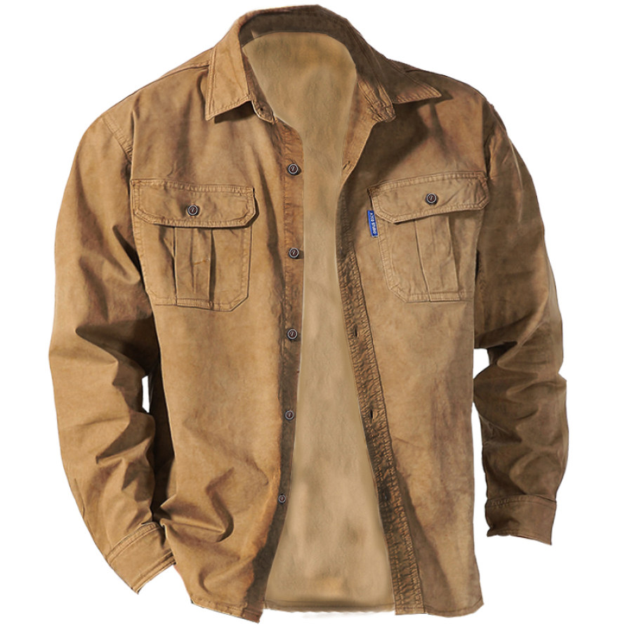Coats & Jackets  Cotosen Мужская карманная хлопковая выстиранная уличная куртка-рубашка