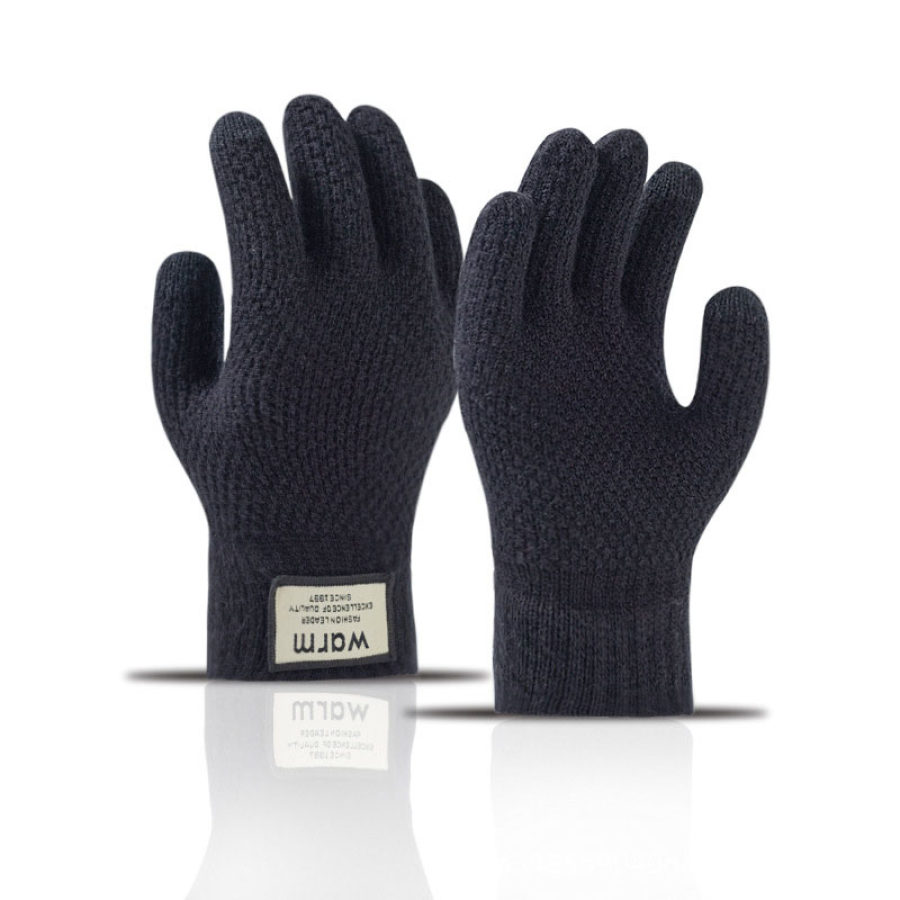 Gloves Мужские зимние перчатки с сенсорным экраном и флисовыми теплыми вязаными шерстяными перчатками