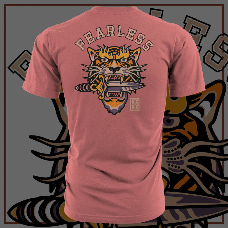 Мужская повседневная футболка в стиле ретро с коротким рукавом Fearless Tee
