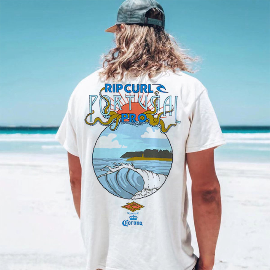 Мужская винтажная футболка с принтом Surf Beach Resort
