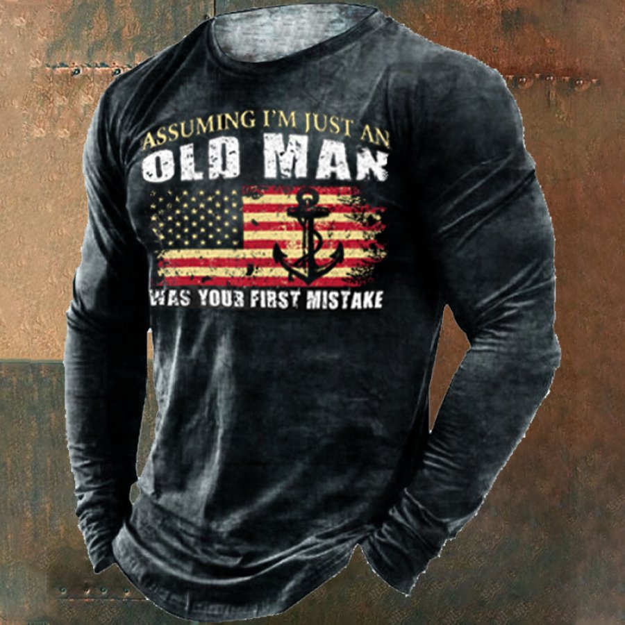 T-Shirts Мужская спортивная футболка с американским флагом на открытом воздухе Old Men была вашей первой ошибкой