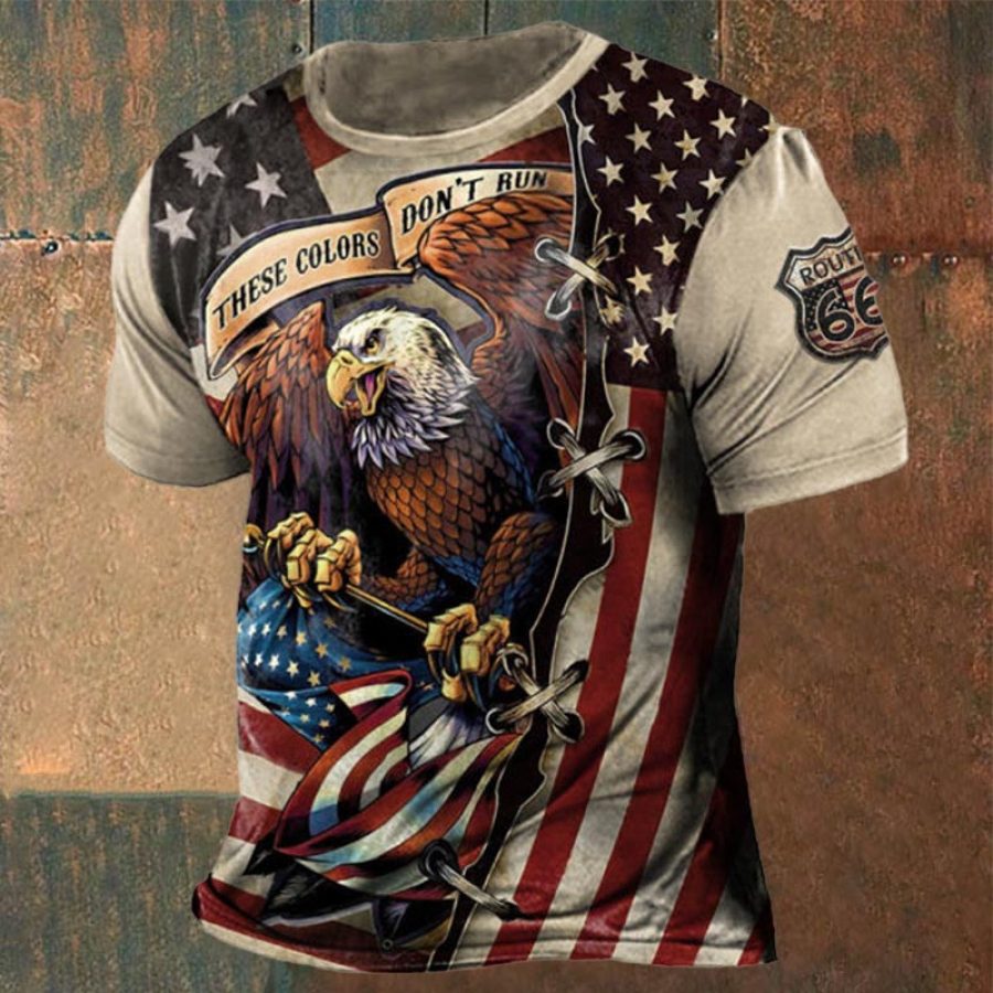 Мужская винтажная футболка с коротким рукавом American Eagle Route 66