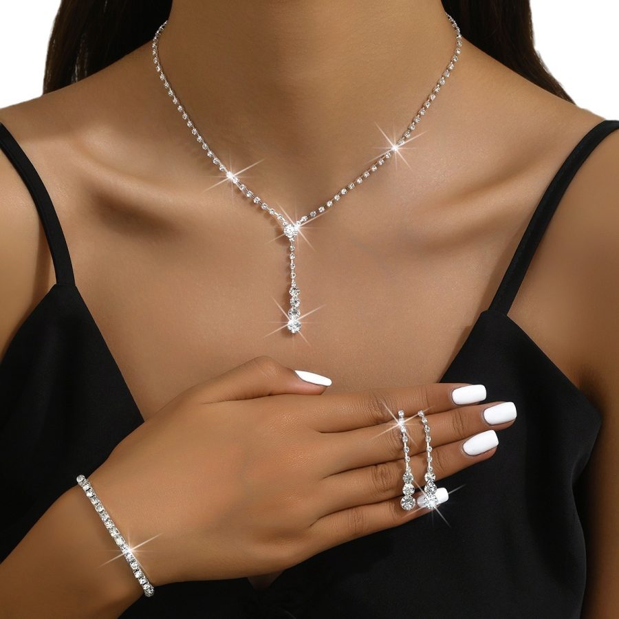 Women Accessories  Cotosen Подарок на день матери для подруги модное ожерелье серьги браслет набор с бриллиантами и цепочкой в виде капель воды